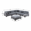 Pemberly Row 6-Piece CorduModular Sectional with Ottoman in Gray