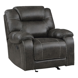 pemberly row microfiber glider manual reclining chair in chocolate