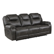 Pemberly Row Microfiber Double Manual Reclining Sofa in Chocolate