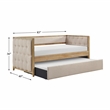Pemberly Row Boucle Upholstered Daybed with Trundle in Beige