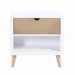 Pemberly Row Wood Nightstand in 2-Tone Finish (White and Natural)