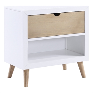 Pemberly Row Wood Nightstand in 2-Tone Finish (White and Natural)