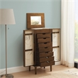 Pemberly Row 7-Drawer Wood Jewelry Armoire with Flip Top in Brown