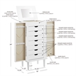 Pemberly Row 7-Drawer Wood Jewelry Armoire with Flip Top in White