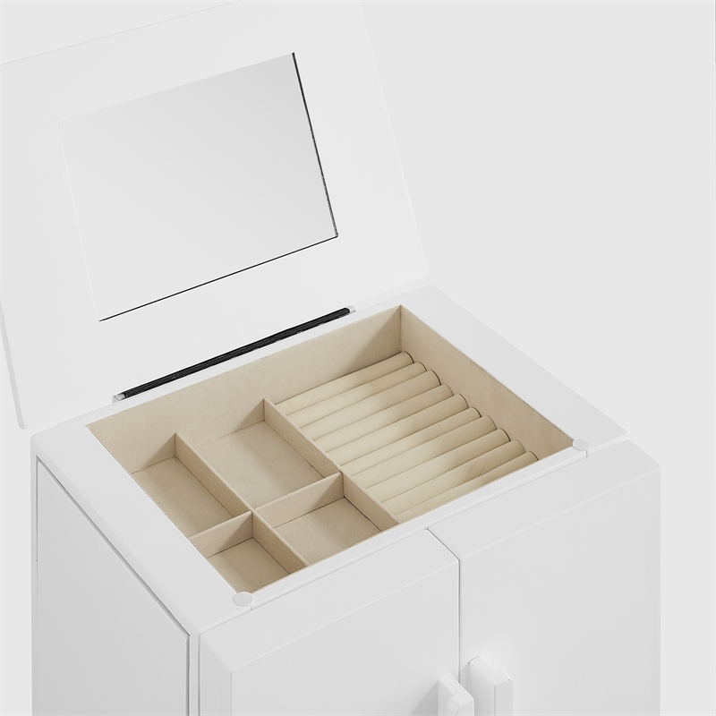 Pemberly Row 7-Drawer Wood Jewelry Armoire with Flip Top in White