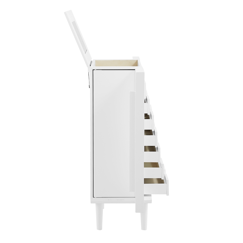 Pemberly Row 7-Drawer Wood Jewelry Armoire with Flip Top in White