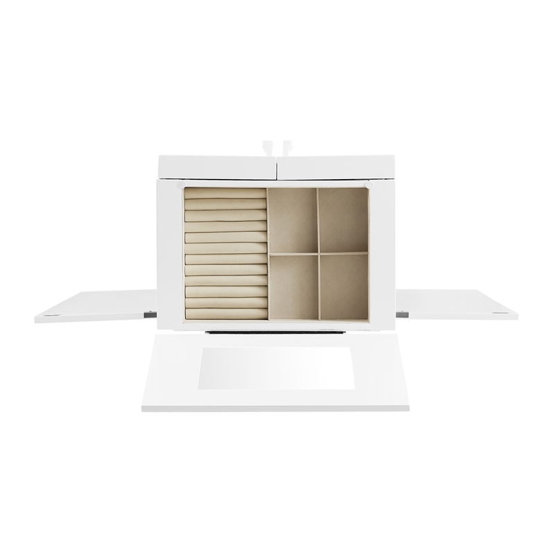 Pemberly Row 7-Drawer Wood Jewelry Armoire with Flip Top in White