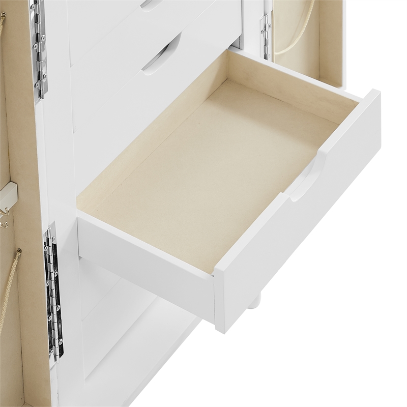 Pemberly Row 7-Drawer Wood Jewelry Armoire with Flip Top in White