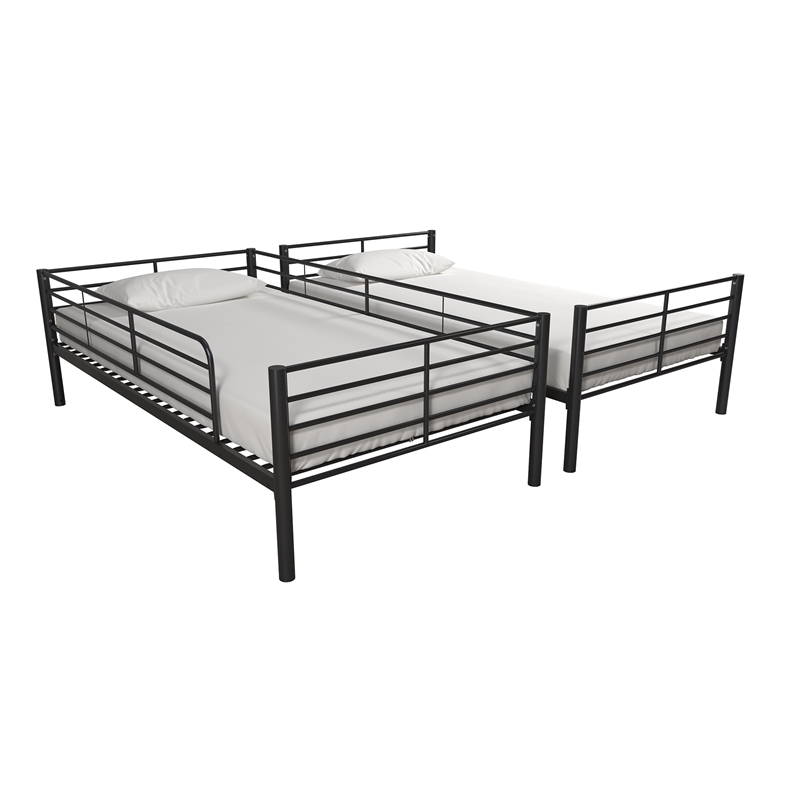 Pemberly Row Convertible Twin over Twin Metal Bunk Bed in Black