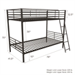 Pemberly Row Convertible Twin over Twin Metal Bunk Bed in Black