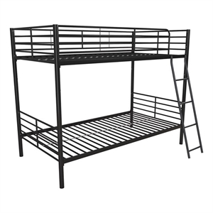 Pemberly Row Convertible Twin over Twin Metal Bunk Bed in Black
