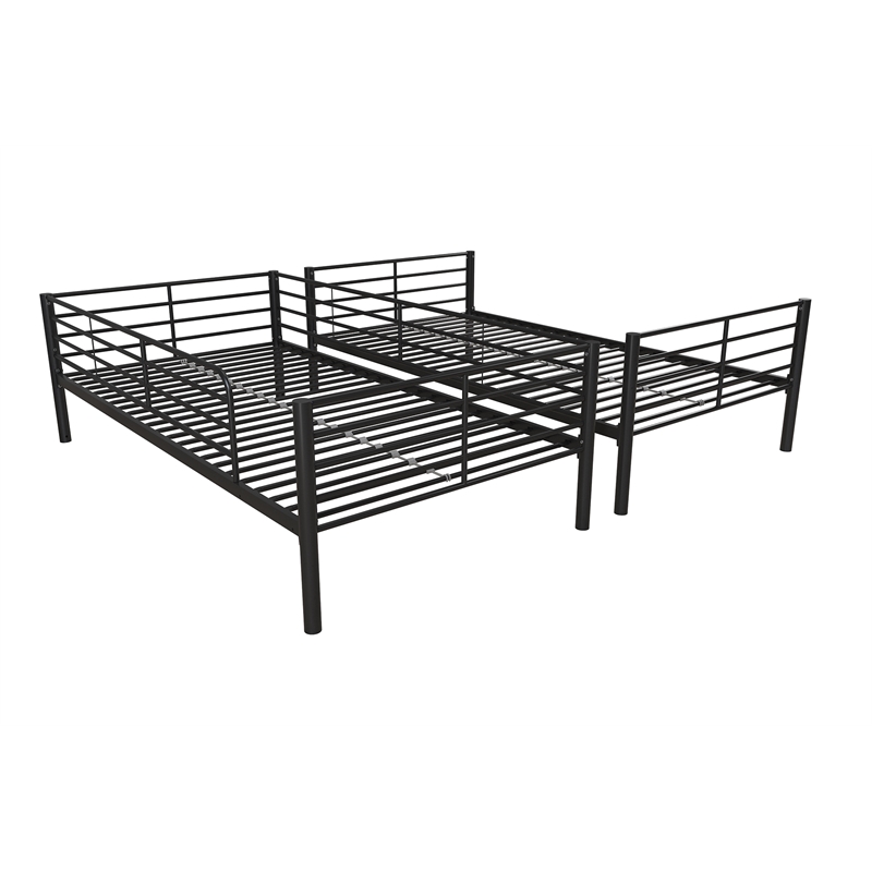 Pemberly Row Convertible Twin over Twin Metal Bunk Bed in Black