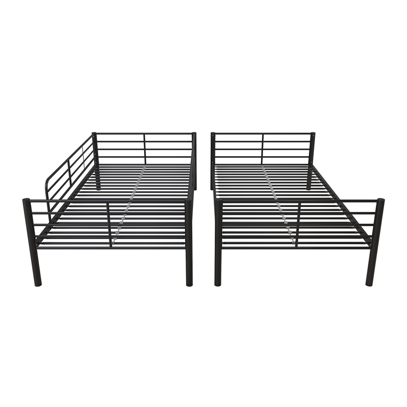 Pemberly Row Convertible Twin over Twin Metal Bunk Bed in Black