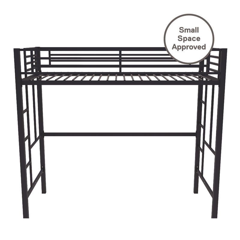 Pemberly Row Modern / Contemporary Twin Metal Loft Bed in Navy Blue