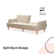 Pemberly Row Vintage Convertible Sofa Bed Futon in Tan Linen