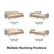 Pemberly Row Vintage Convertible Sofa Bed Futon in Tan Linen
