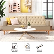 Pemberly Row Vintage Convertible Sofa Bed Futon in Tan Linen