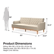 Pemberly Row Vintage Convertible Sofa Bed Futon in Tan Linen