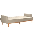 Pemberly Row Vintage Convertible Sofa Bed Futon in Tan Linen