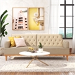 Pemberly Row Vintage Convertible Sofa Bed Futon in Tan Linen