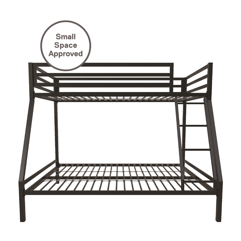 Pemberly Row Contemporary Twin over Full Metal Bunk Bed in Black