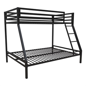 Pemberly Row Contemporary Twin over Full Metal Bunk Bed in Black