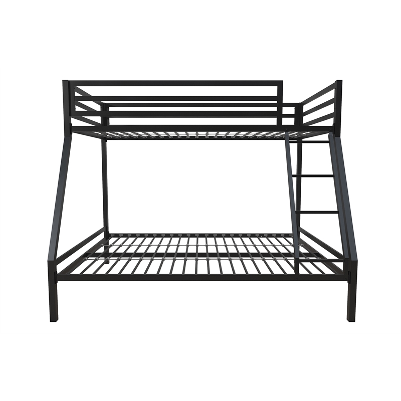 Pemberly Row Contemporary Twin over Full Metal Bunk Bed in Black