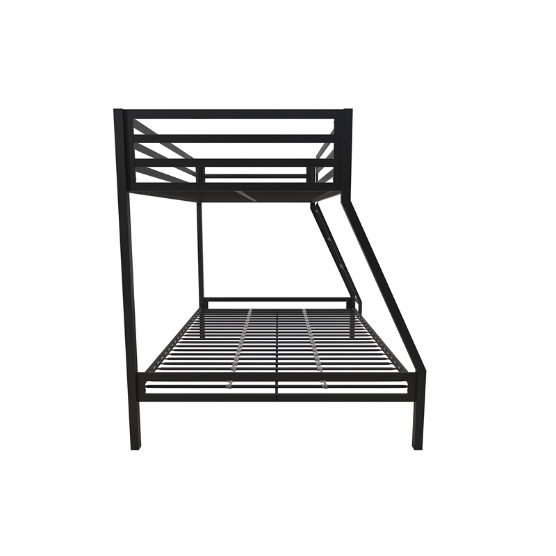 Pemberly Row Contemporary Twin over Full Metal Bunk Bed in Black