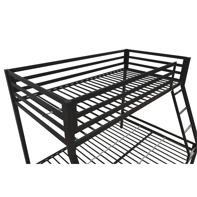 Pemberly Row Contemporary Twin over Full Metal Bunk Bed in Black