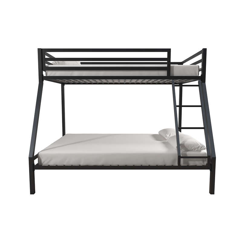 Pemberly Row Contemporary Twin over Full Metal Bunk Bed in Black