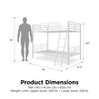 Pemberly Row Convertible Twin over Twin Metal Bunk Bed in Off White