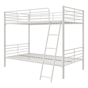 Pemberly Row Convertible Twin over Twin Metal Bunk Bed in Off White