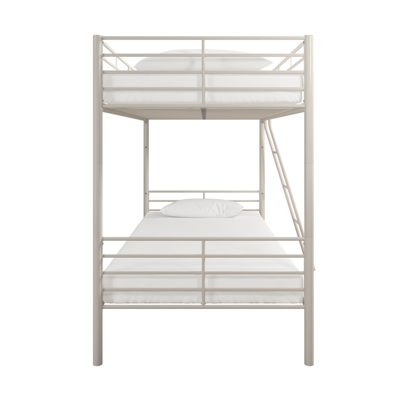 Pemberly Row Convertible Twin over Twin Metal Bunk Bed in Off White