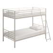 Pemberly Row Convertible Twin over Twin Metal Bunk Bed in Off White
