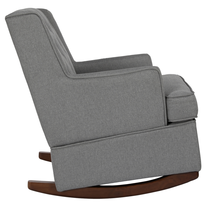 Pemberly Row Transitional Wingback Nursery Rocker Chair in Gray