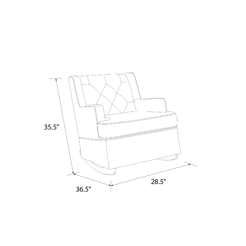 Pemberly Row Transitional Wingback Nursery Rocker Chair in Gray