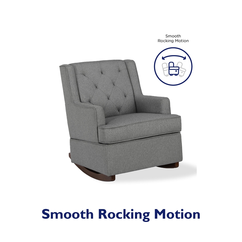 Pemberly Row Transitional Wingback Nursery Rocker Chair in Gray