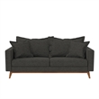 Pemberly Row Contemporary Pillowback Wood Stretcher Sofa Gray Linen