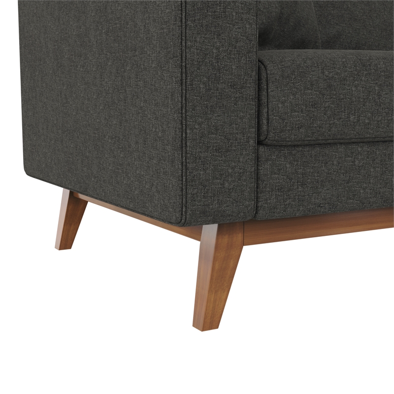 Pemberly Row Contemporary Pillowback Wood Stretcher Sofa Gray Linen