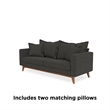Pemberly Row Contemporary Pillowback Wood Stretcher Sofa Gray Linen