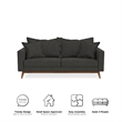 Pemberly Row Contemporary Pillowback Wood Stretcher Sofa Gray Linen