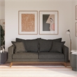Pemberly Row Contemporary Pillowback Wood Stretcher Sofa Gray Linen