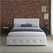 Pemberly Row White Faux Leather Upholstered Full Bed with Storage