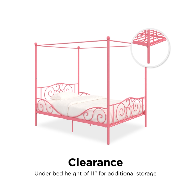 Pemberly Row Modern / Contemporary Full Metal Bed in Pink Finish