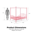 Pemberly Row Modern / Contemporary Full Metal Bed in Pink Finish