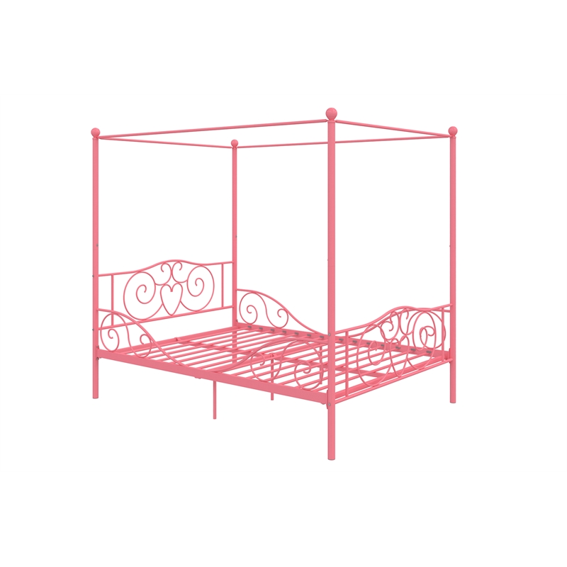 Pemberly Row Modern / Contemporary Full Metal Bed in Pink Finish