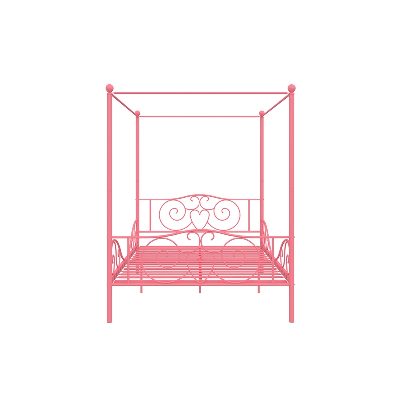 Pemberly Row Modern / Contemporary Full Metal Bed in Pink Finish