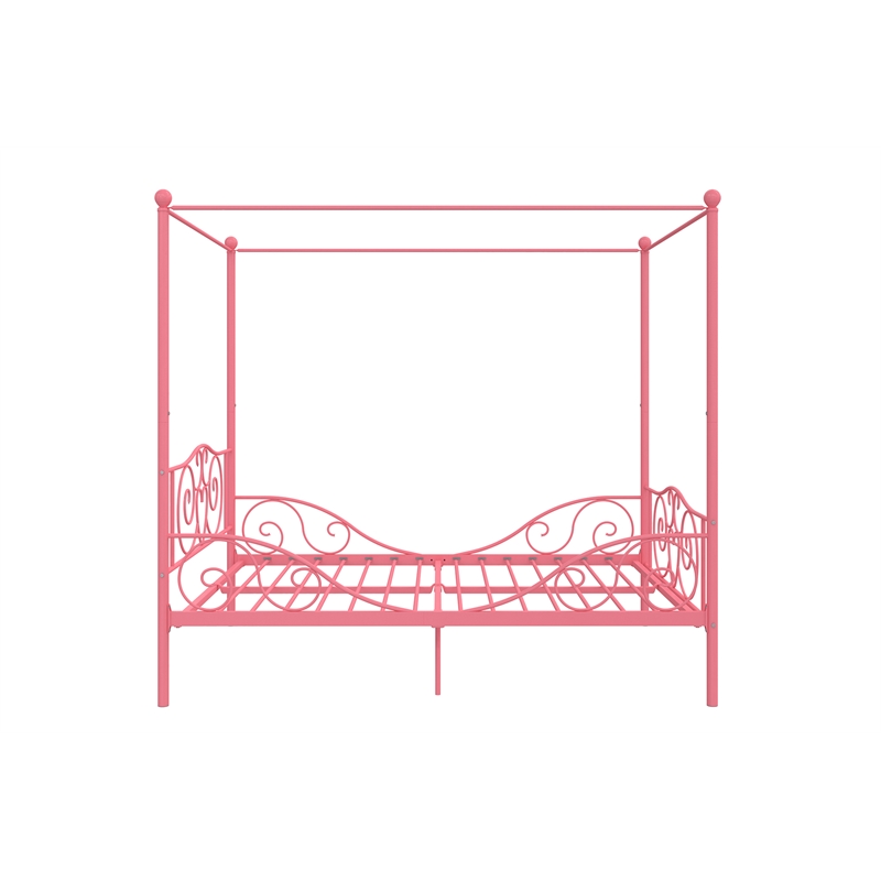 Pemberly Row Modern / Contemporary Full Metal Bed in Pink Finish