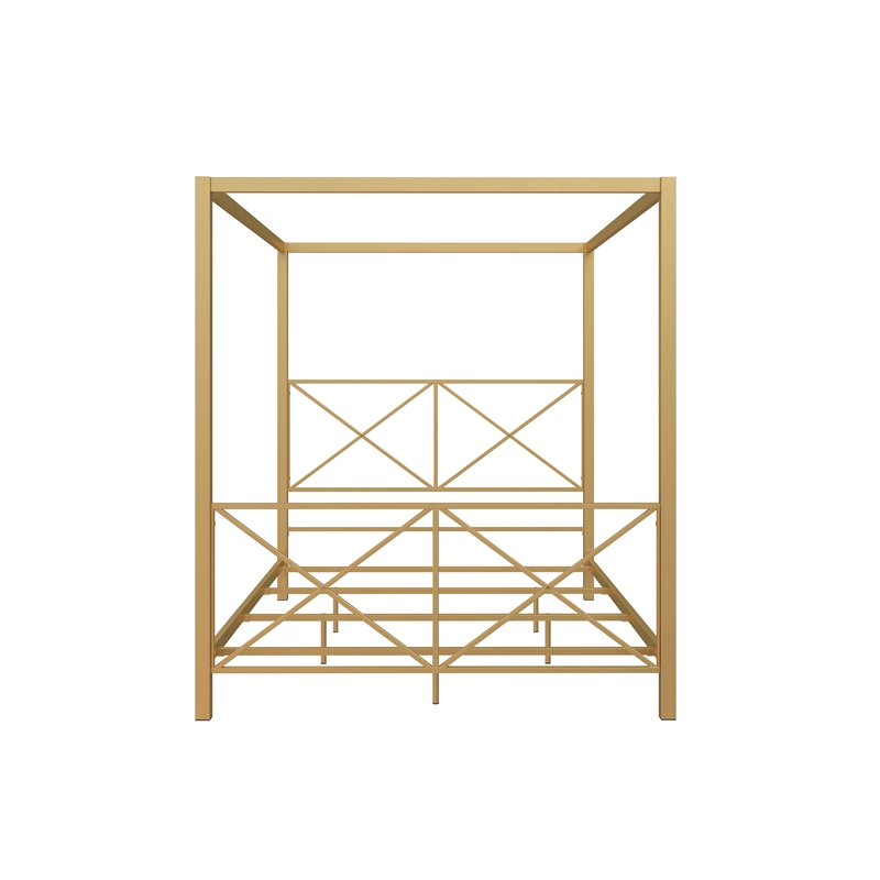Pemberly Row Modern / Contemporary Canopy Bed - Full in Gold