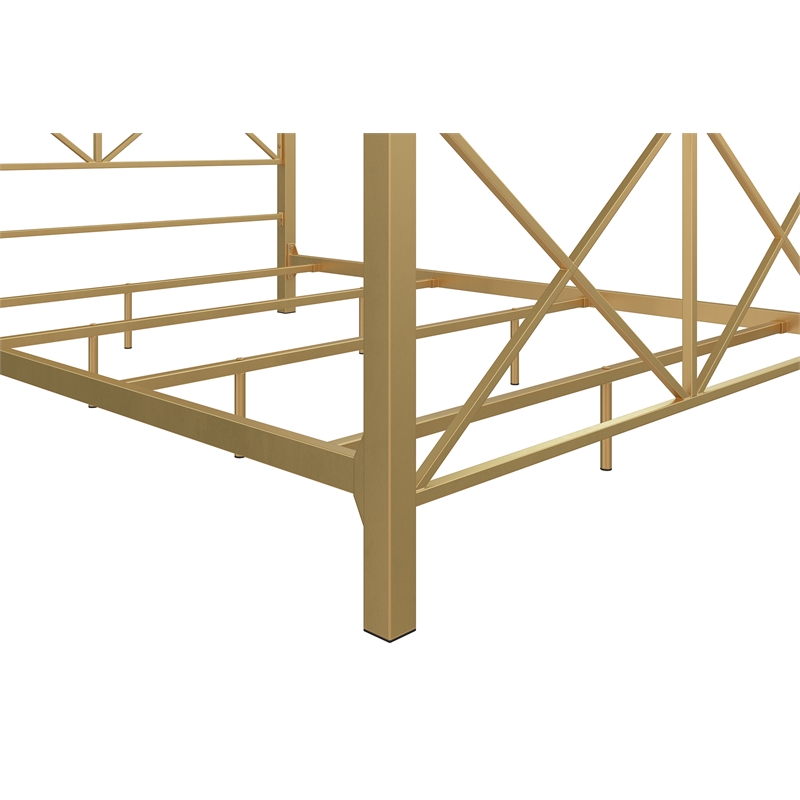 Pemberly Row Modern / Contemporary Canopy Bed - Full in Gold
